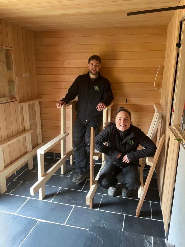 Bench frames in place