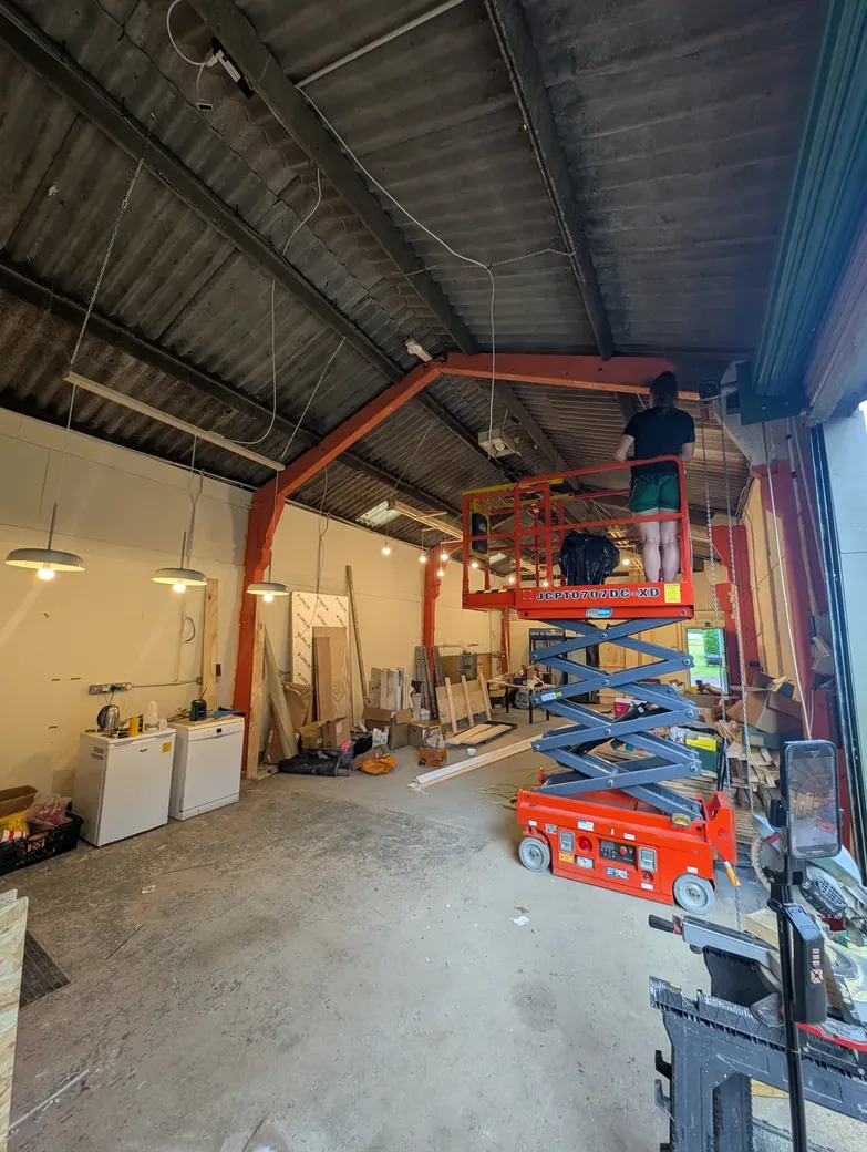 The scissor lift - most fun part of the entire project