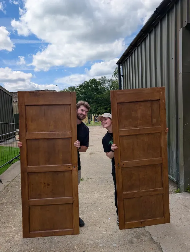 Ed & Claire - Freshly waxed toilet doors