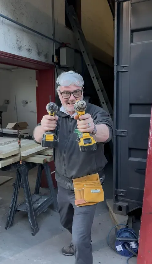 Andy - Akimbo drills… clearly an advanced DIYer (despite the empty tool belt 😉)
