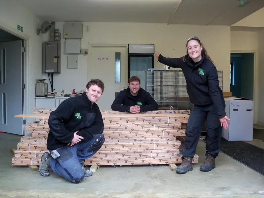 James, Bill & Rachel - Sauna timber delivery!